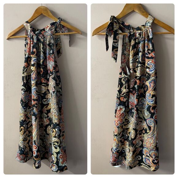 SHEIN Dresses & Skirts - ‼️SOLD‼️SHEIN Vacay Black Paisley Halter Tie-Neck Dress